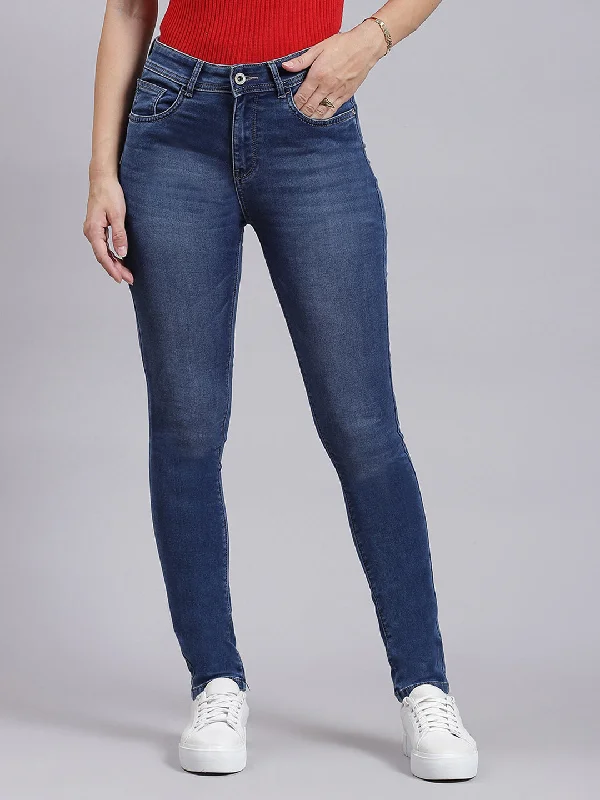 Sports outdoor style Women Blue Regular Fit Denim
