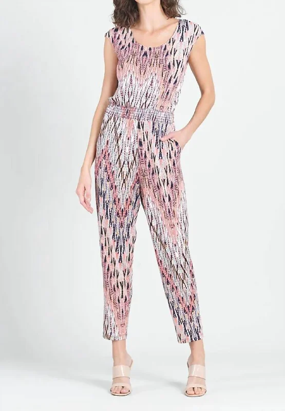 Everyday Comfort Back Cut Out Jumpsuit In Boho Weave