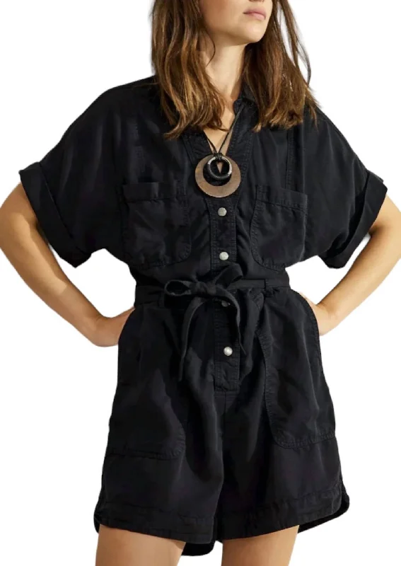 Retro Dress Breezy Playsuit Romper In Black