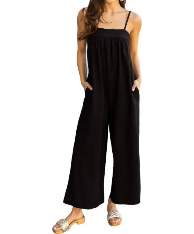 Chic Relaxation Cami Wide Leg Jumpsuit In Black