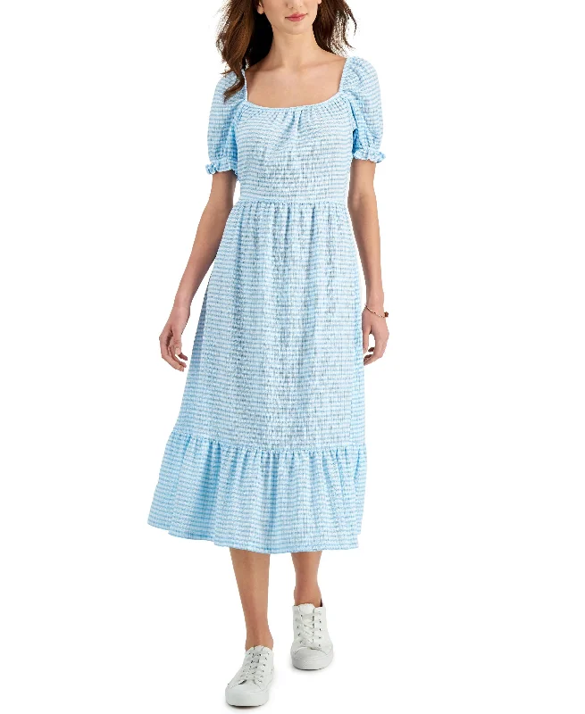 Cozy Sweaters Charter Club Gingham Flounce Trim Dress