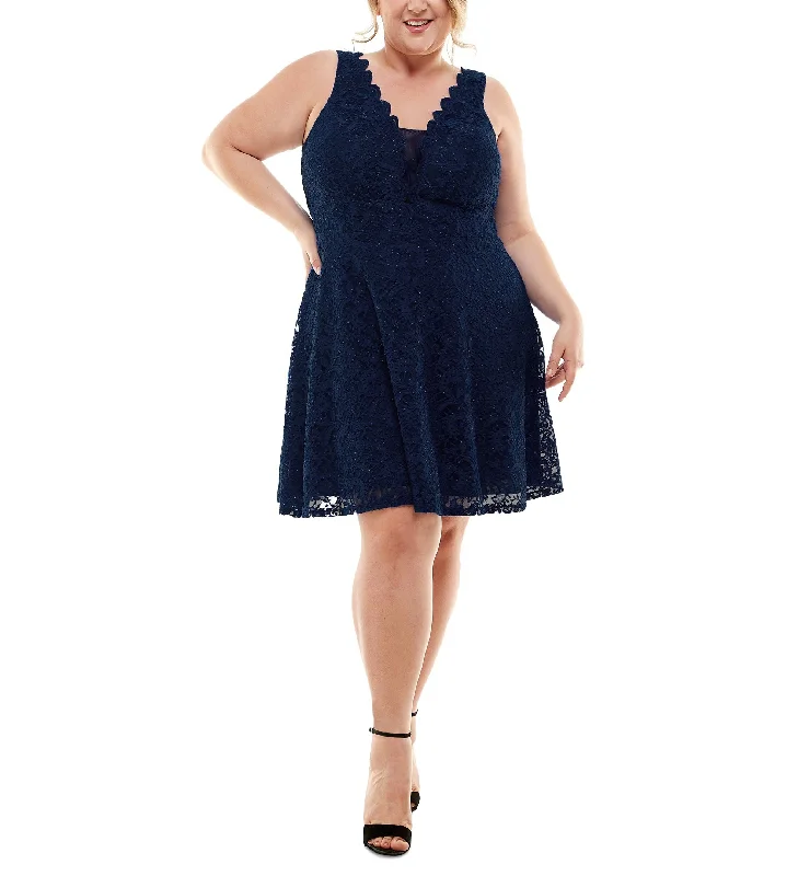 City Studios Trendy Plus Size Lace Fit Flare Dress