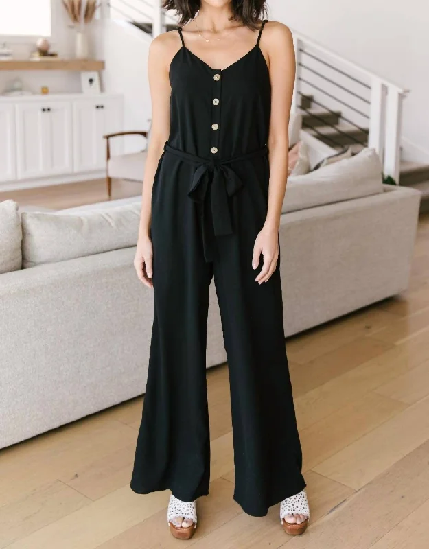 Soft Fabrics Dressed For The Night Jumpsuit In Black