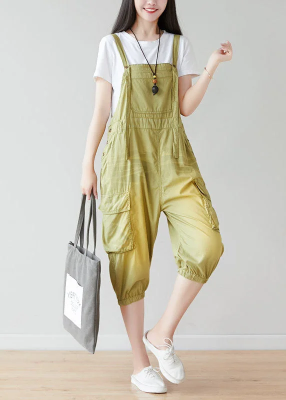 Luxury and fashionable Fashion Light Green Oversized Pockets Cotton Jumpsuits Spring