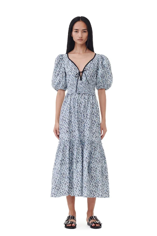 Comfy Pants GANNI - Glacier Lake Blue Floral Long Smock