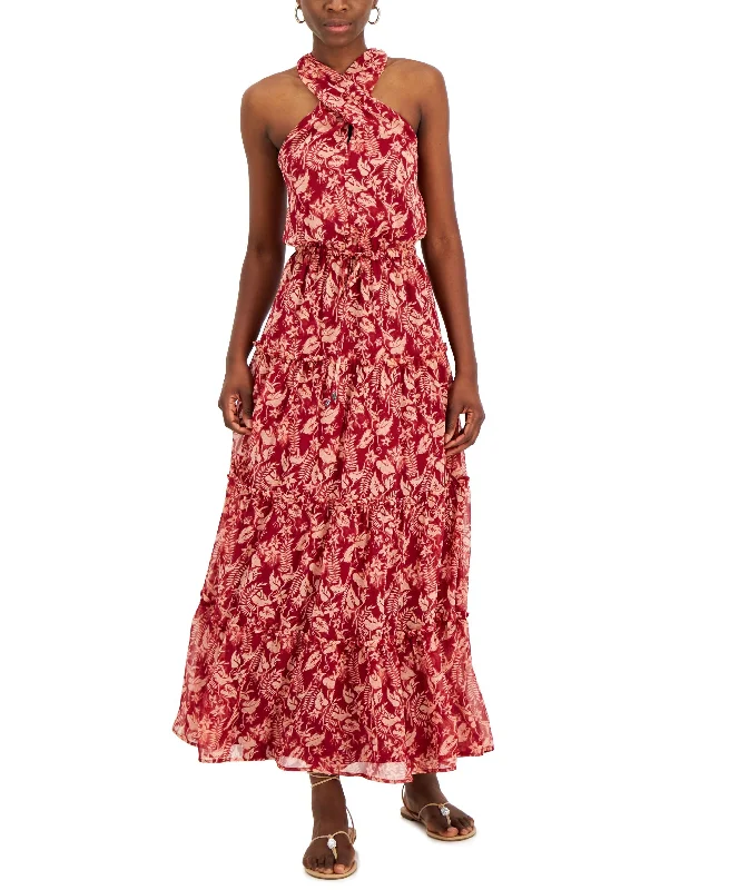 INC International Concepts Womens Printed Halter Maxi Dress