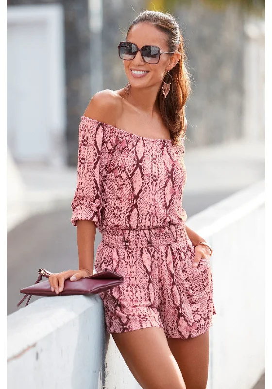 Trendy Looks LASCANA Women's Printed Off Shoulder Romper