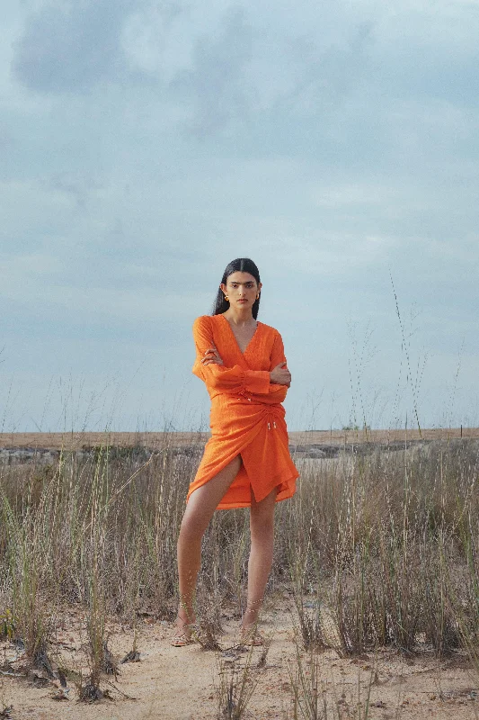 Soft Touch Myrtle Coral Wrap Dress
