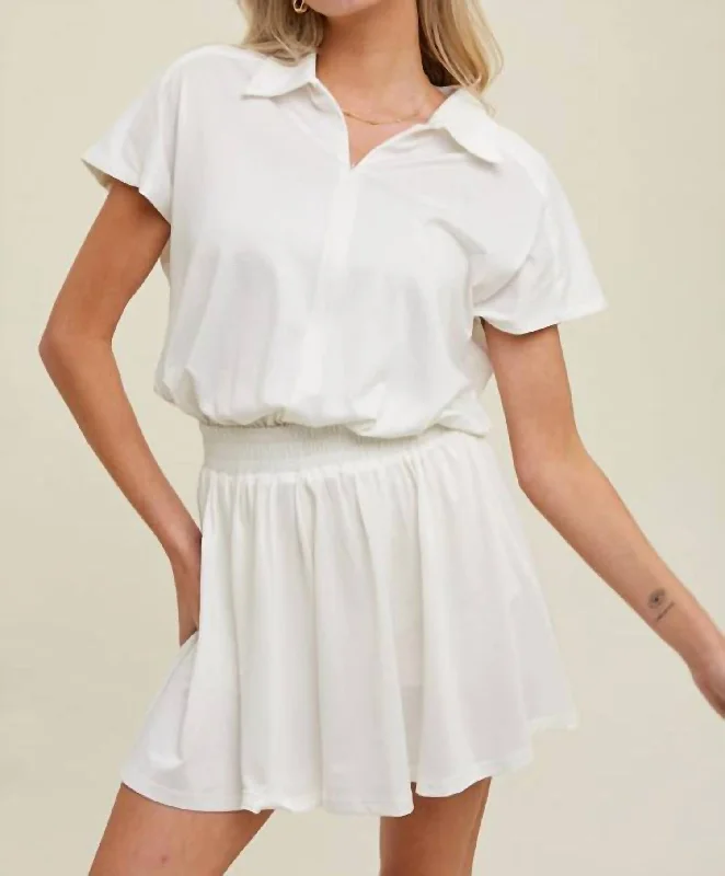 Leisure And Entertainment Olympian Tennis Romper In White