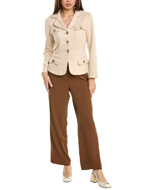 Comfy Pants Pascale La Mode 2pc Wool-Blend Jacket & Pant Set