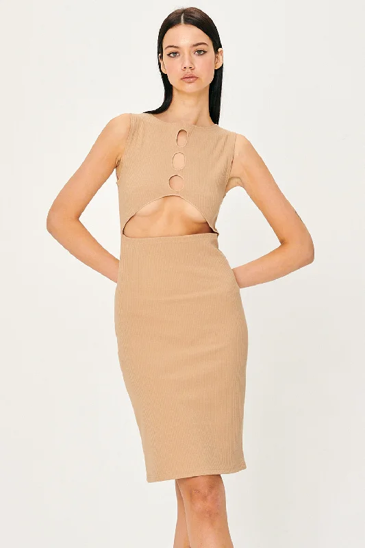Soft Looks Samantha Back Cut-Out Midi Dress