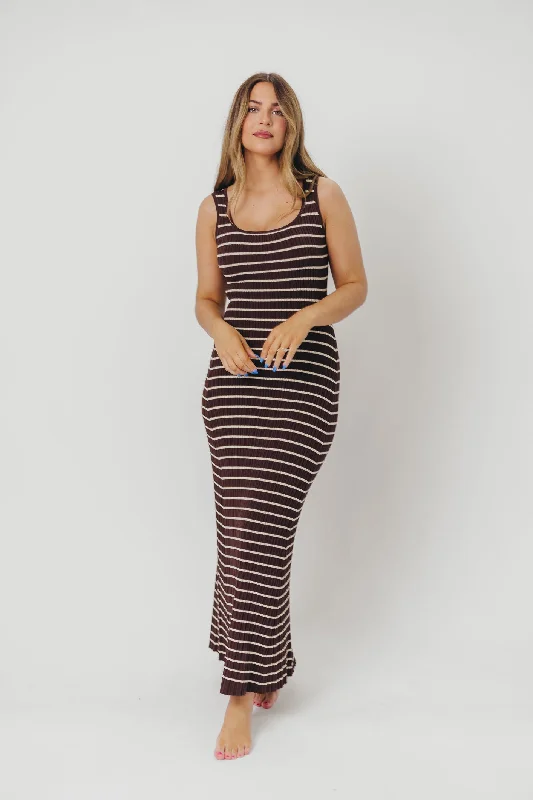 Scarlett Tank Maxi Dress in Brown/Cream