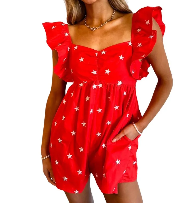 Stylish Ease Star Embroidered Romper