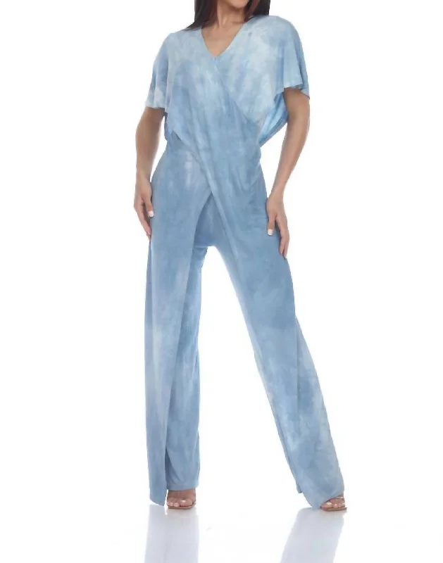 All-Day Wear Sunny Slenderizing Jumpsuit In Indigo Cloud Plant Dye