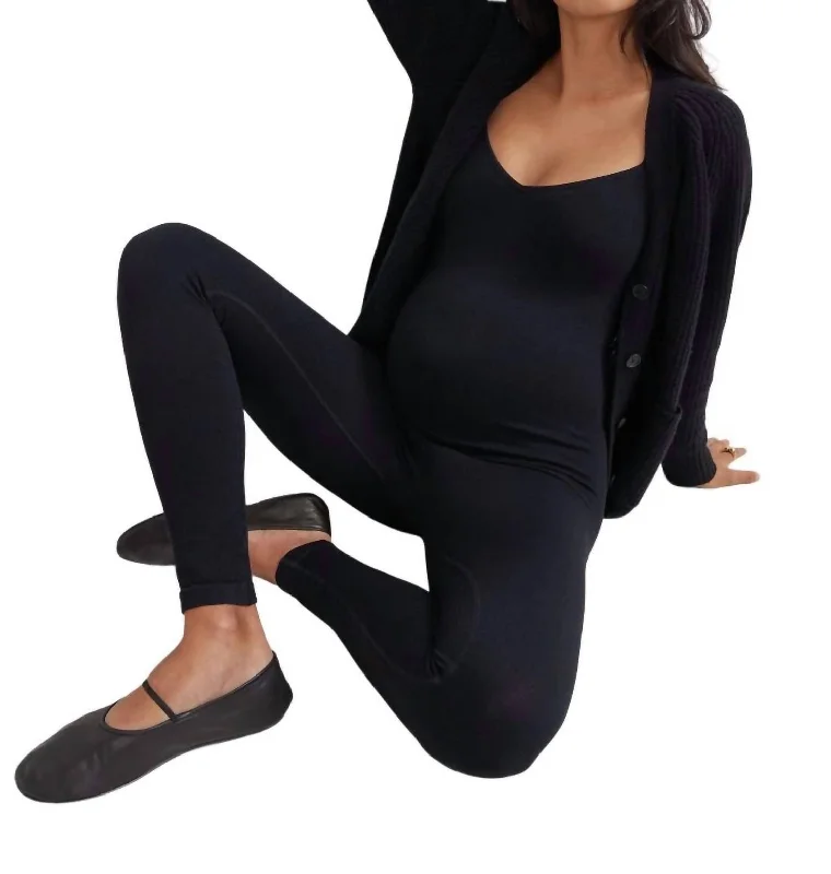 Retro Skirt Design The Body Rib Unitard In Black