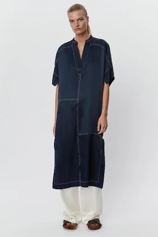 Trendy Casuals Tina Dark Sapphire High-Shine Dress