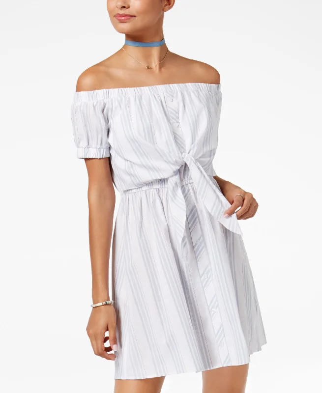 Fresh And Simple Ultra Flirt Juniors Cotton Off The Shoulder Fit Flare Dress