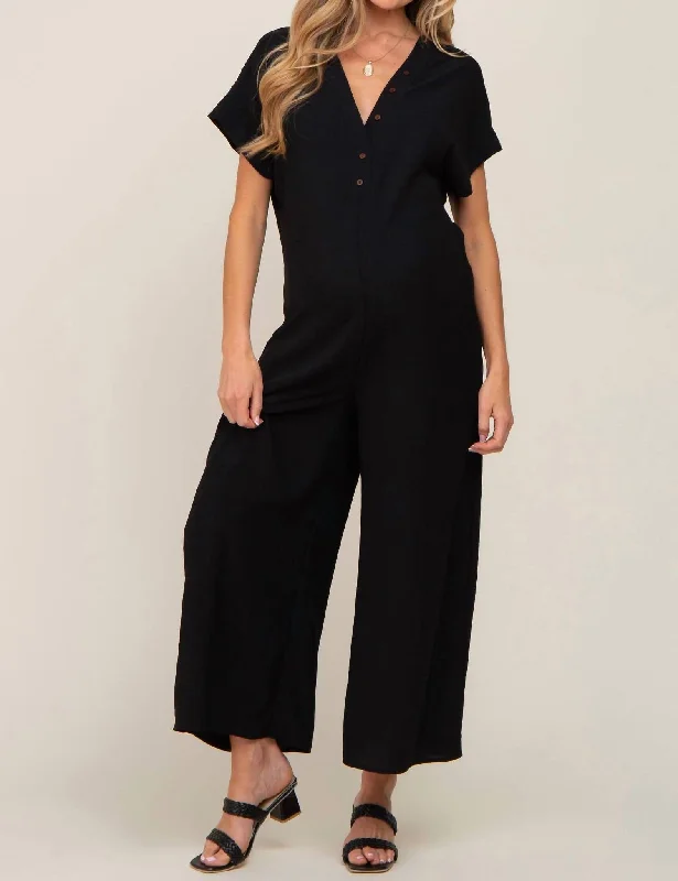 Simple Style Wide Leg Jumper In Black