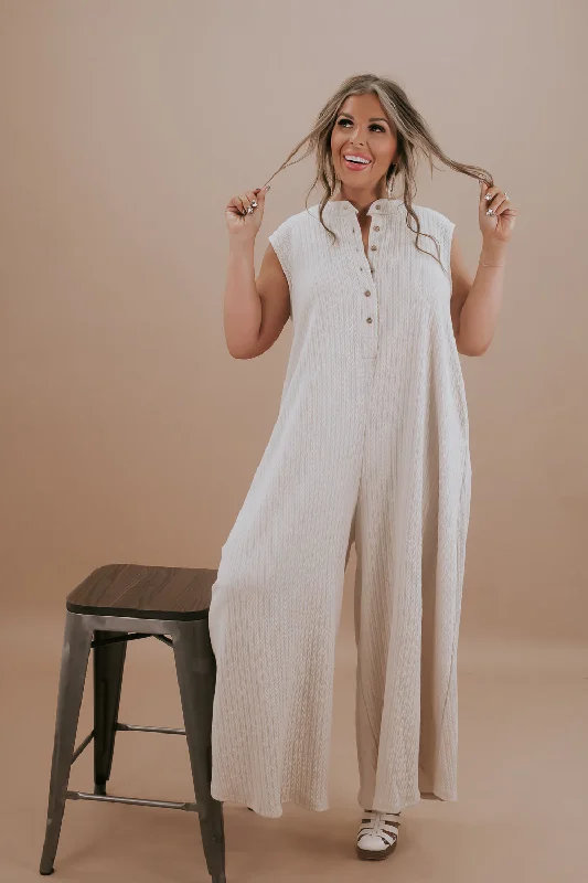 Cozy Fit Wear Willow Wide Leg Jumpsuit, Taupe