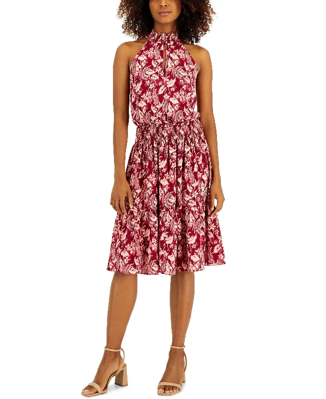 Cozy Outfit Women's Botanical-Print Smocked-Waist Halter Dress