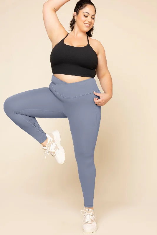 Crisscross Hourglass® Leggings with Pockets - Blue Mist