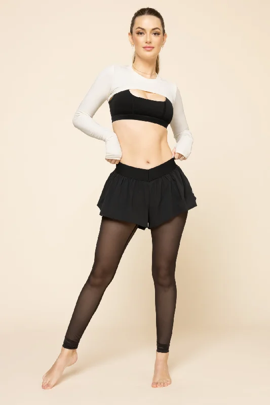 On the Run Ruffle Tights - Black