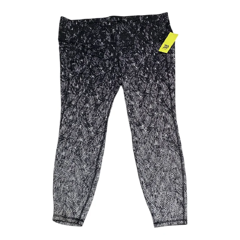 Elegant Design Athletic Leggings By All In Motion In Black & White, Size: 2x