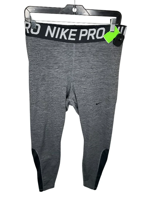 British Style Athletic Leggings By Nike In Grey, Size: 1x