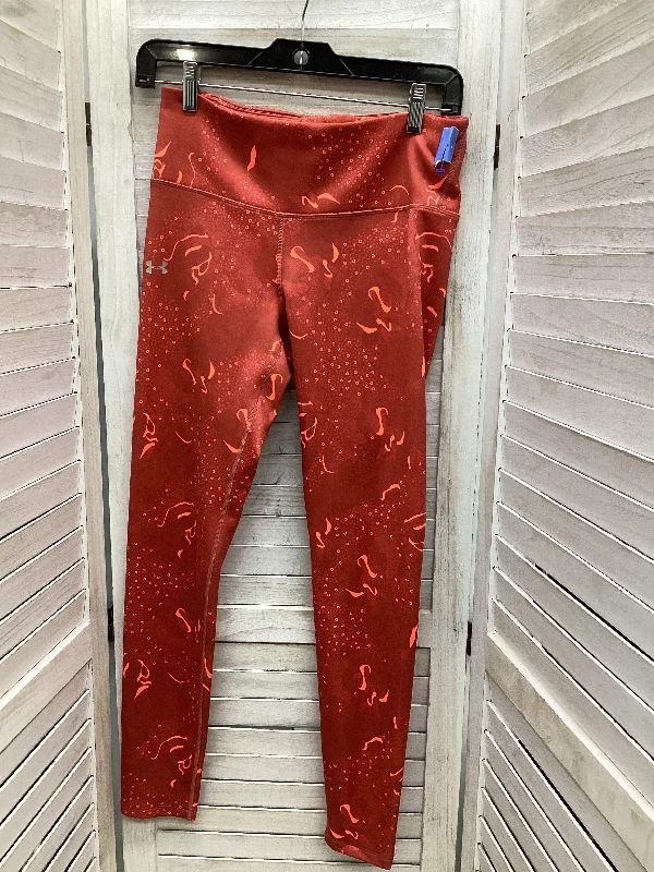 Celebrity Style Athletic Leggings By Under Armour In Orange, Size: M