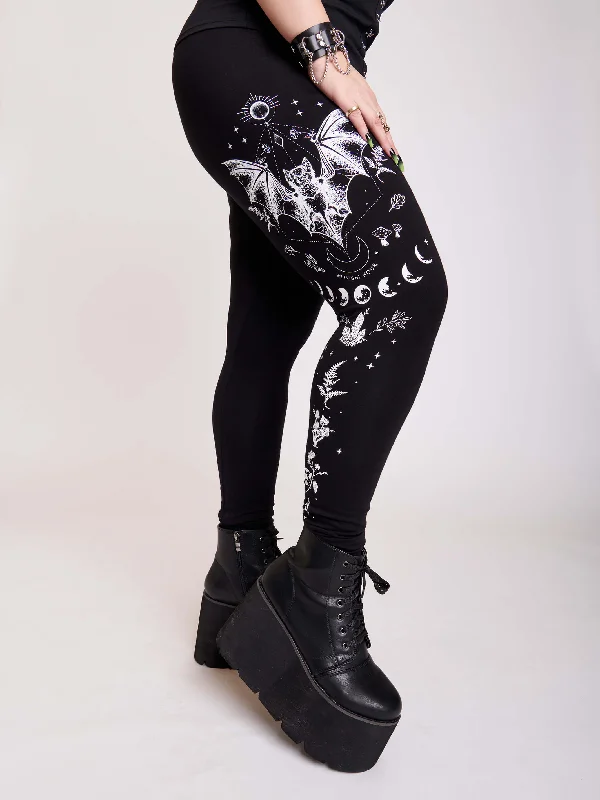 Romantic Temperament Bat Moon Phase Legging