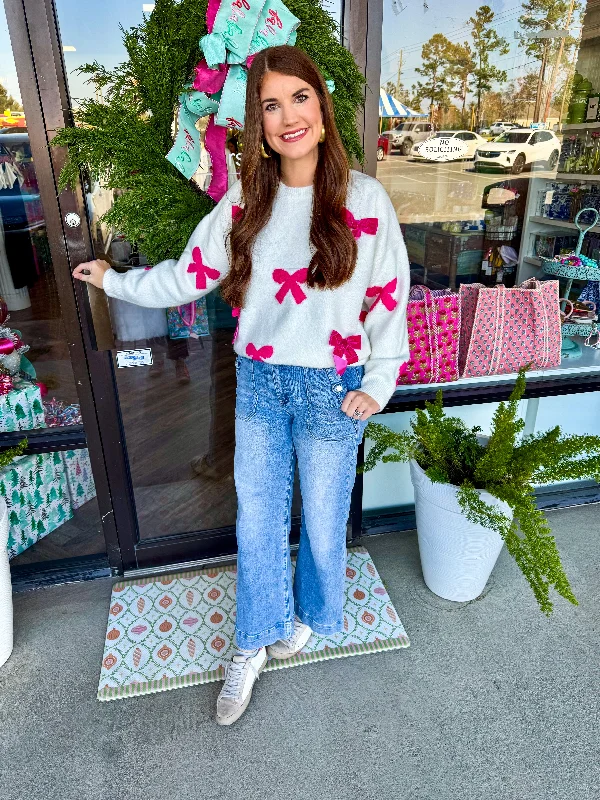 Economic Outlook Bow Tie Sweater: Magenta