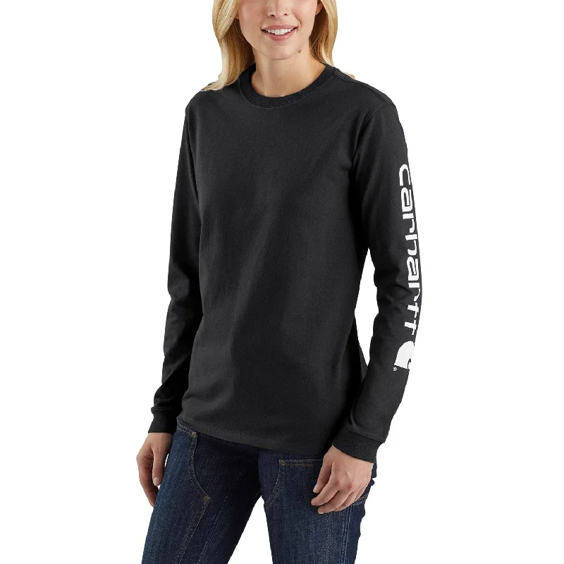 Elegant Series Carhartt Women's Heavyweight Long Sleeve Logo T-Shirt_Black