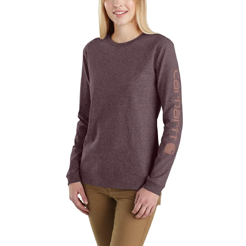 Chic Relaxation Carhartt Women's Heavyweight Long Sleeve Logo T-Shirt_Blackberry Heather
