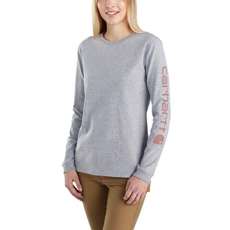Modernism Carhartt Women's Heavyweight Long Sleeve Logo T-Shirt_Heather Grey