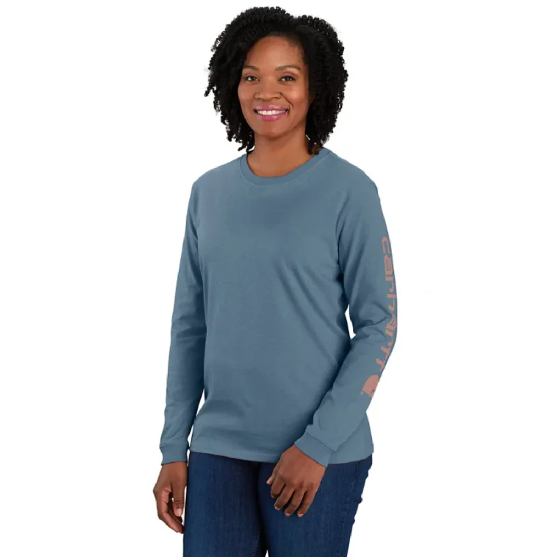 Trendy Comfort Carhartt Women's Heavyweight Long Sleeve Logo T-Shirt_Thundercloud Heather