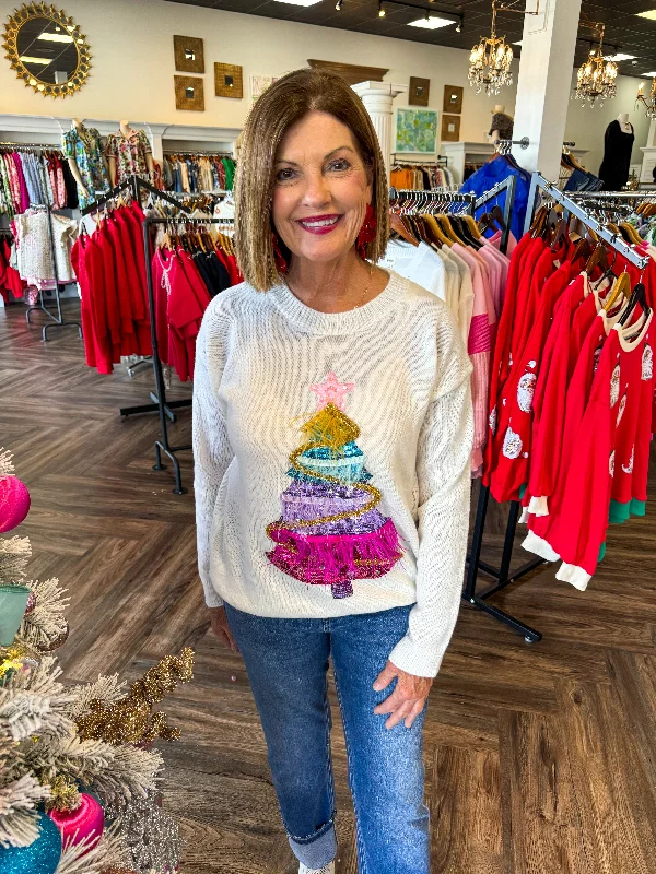 Elegant Comfort Colorful Sequin Feather Sweater