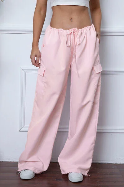 Cozy Shirts Drawstring Waist Pants with Pockets