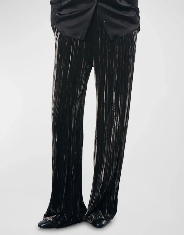 Retro Literary Style Enza Costa Silk Textured Velvet Wideleg - FINAL SALE