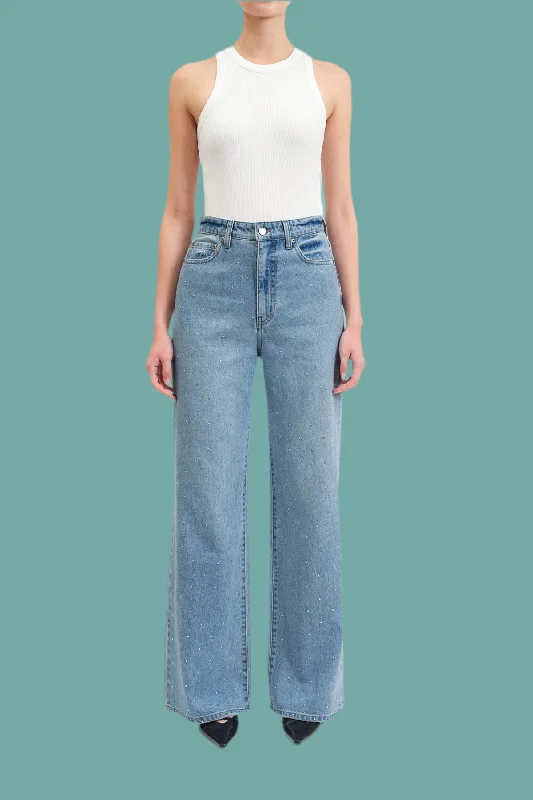 Personalized print Far Out High Rise Wide Leg Jean - Twinkle