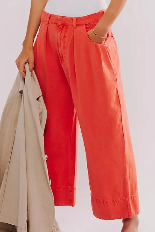 Street Style Free People: Sweet Talk Chino in Red Mango