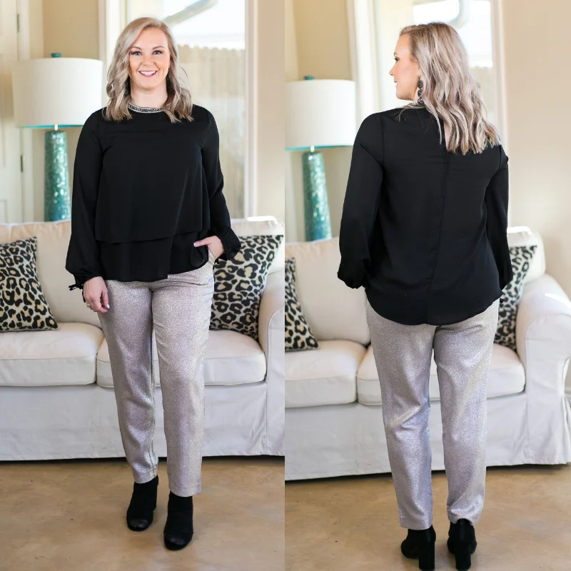 Soft Clothing Heartbreak Girl Metallic Pleated Pants in Silver