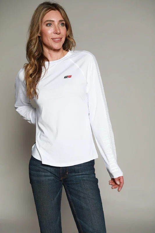 Kimes Ranch Womens K1 Tech Tee White Polyester Blend L/S T-Shirt