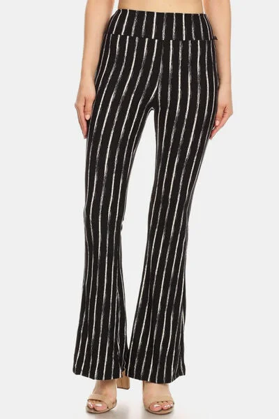Stylish Ease Leggings Depot Striped High Waist Flare Pants