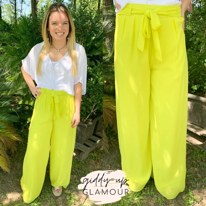 Effortless Wear Take My Advice Wide Leg Pants in Lime Green