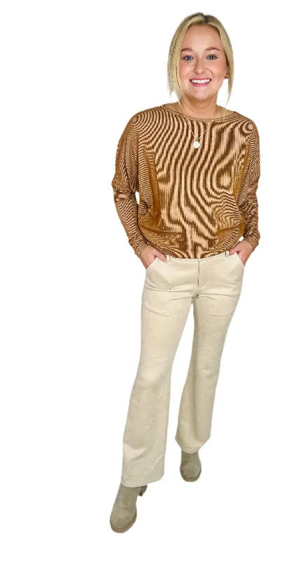 Slim Fit Cream bell bottom pants