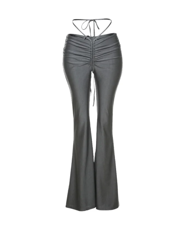 Elegant Style Low Waist Drawstring Flare Pant