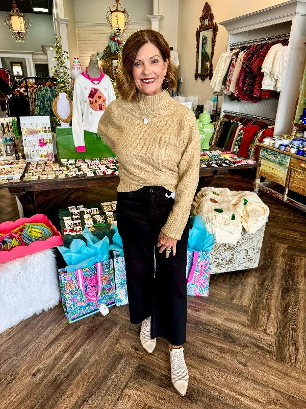 Comfortable Outfits Margaret Cropped Mid Turtle Neck: Taupe