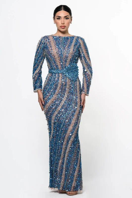 Chic Relaxation Mariam Long Sleeve Beaded Dress