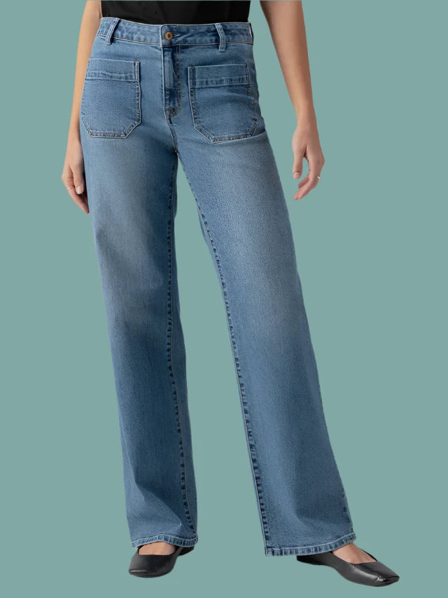 Printing decoration Marine Mid-Rise Jean