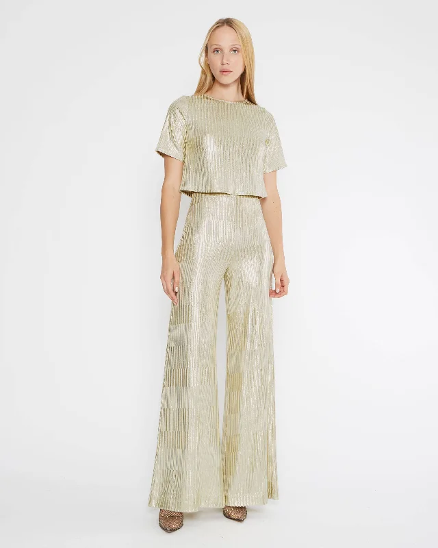 Street Style Metallic Wide Leg Pant